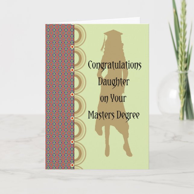 Masters Degree Card for Female. (Front)