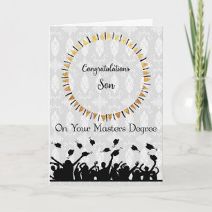 Masters Degree Card for Son Gold Wreath