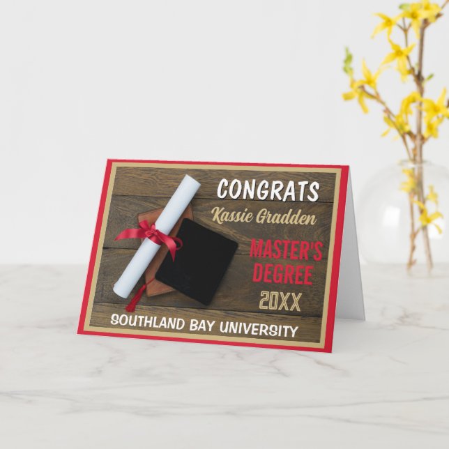 Master's Degree! Congrats Grad CUSTOM  Card (Yellow Flower)