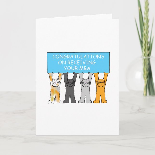 Masters Degree Congratulations, Cartoon Cats. Card (Front)