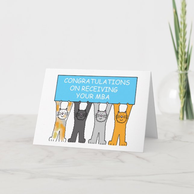 Masters Degree Congratulations, Cartoon Cats. Card (Front)