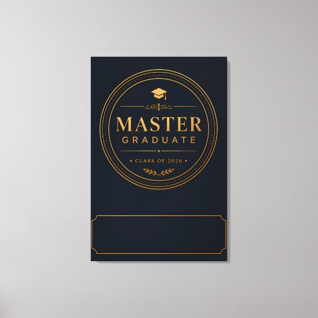 Masters Graduate 2026 Custom Name Gift Canvas Print (Front)