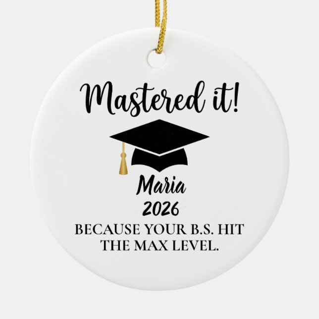 Masters Graduation Ornament, College Graduation  Ceramic Tree Decoration (Front)