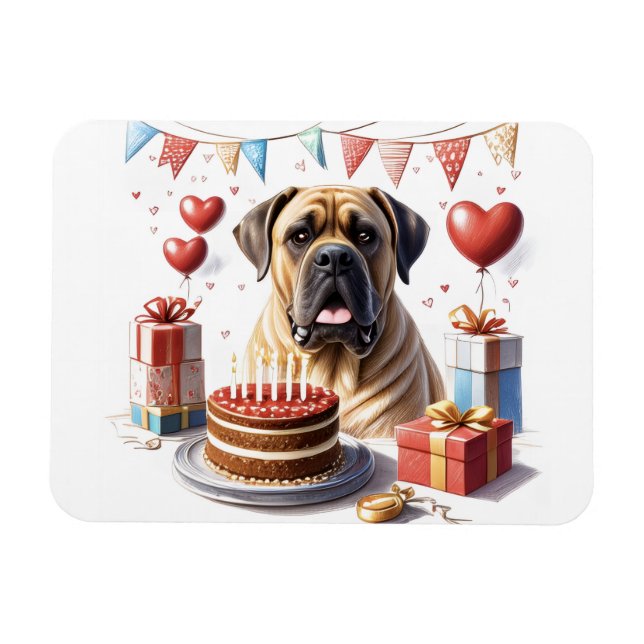 Mastiff at a party magnet (Horizontal)