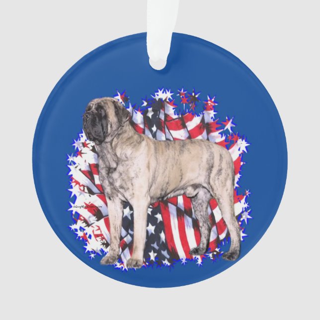 Mastiff (brindle) Patriot Ornament (Front)