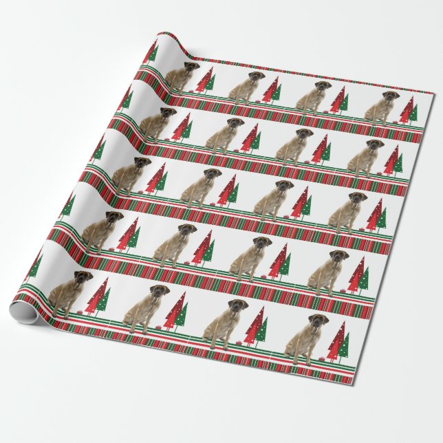 Mastiff Christmas Wrapping Paper (Unrolled)