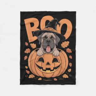 Mastiff Costume On Pumpkin Halloween Mastiff  Fleece Blanket
