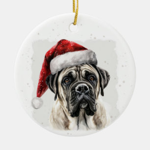 Mastiff Dog Christmas Personalised Ceramic Tree Decoration
