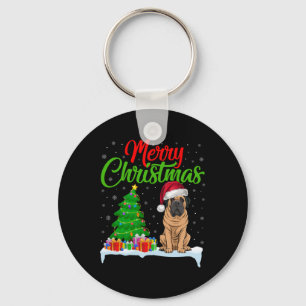 Mastiff Dog Christmas Tree Lights Xmas Mastiff Dog Key Ring