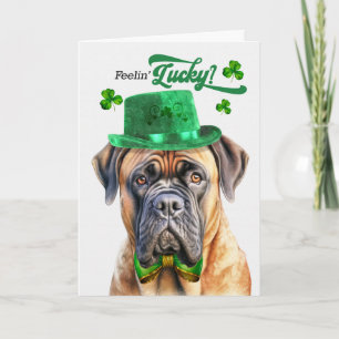Mastiff Dog Feelin' Lucky St Patrick's Day Holiday Card