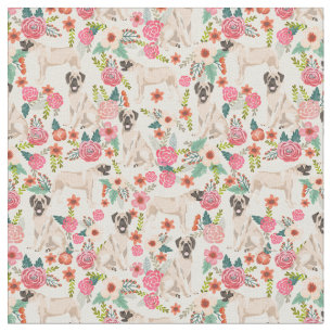 Mastiff Dog Florals Fabric