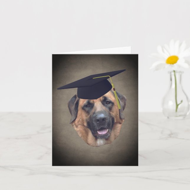Mastiff Dog In Graduation Cap Note Card (Small Plant)