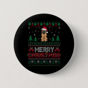 Mastiff Dog Lovers Santa Hat Christmas Tree Lights 6 Cm Round Badge