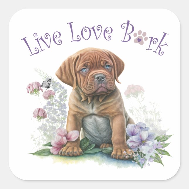 Mastiff Dog Mum Floral Square Sticker (Front)