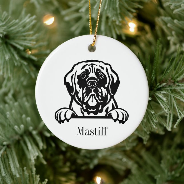 Mastiff dog personalised pet ornament, Cu Ceramic  Tree Decoration (Tree)
