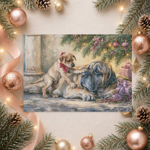 Mastiff Dog Puppy Christmas Tree Holiday Card