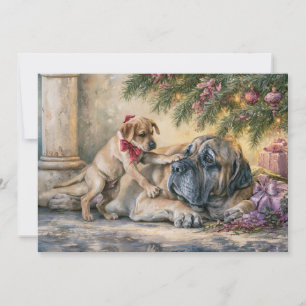 Mastiff Dog Puppy Christmas Tree  Holiday Card