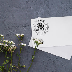 Mastiff Dog Return Address Family Rubber Stamp