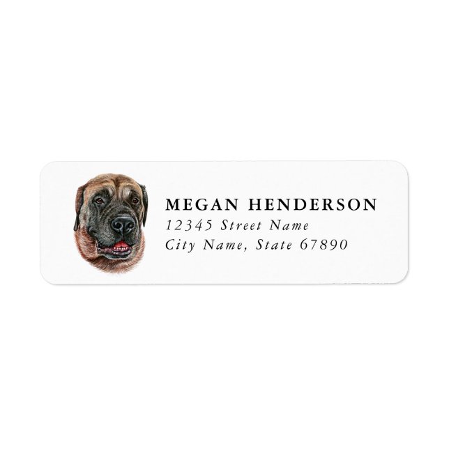 Mastiff Dog Return Address Labels (Front)