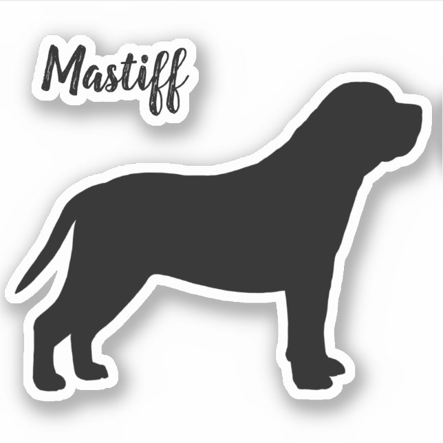 Mastiff Dog Silhouette Vinyl Sticker (Front)