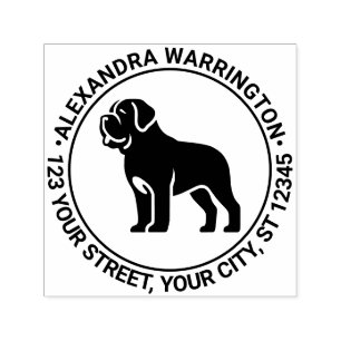 Mastiff Dog Standing Sil Name Return Address Self-inking Stamp