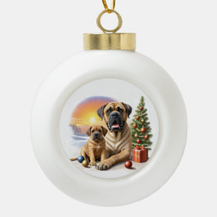 Mastiff englische Doggen Christmas  Ceramic Ball Christmas Ornament