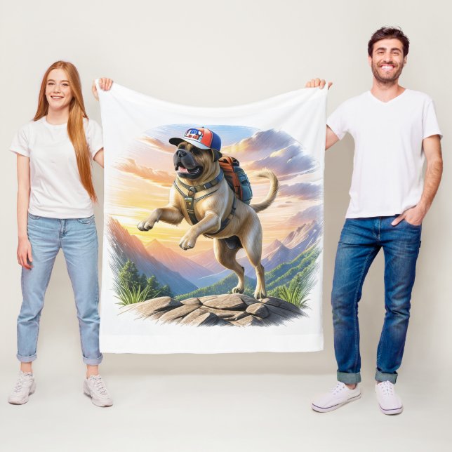 Mastiff English Mastiff on vacation in the mountai Fleece Blanket (In Situ)