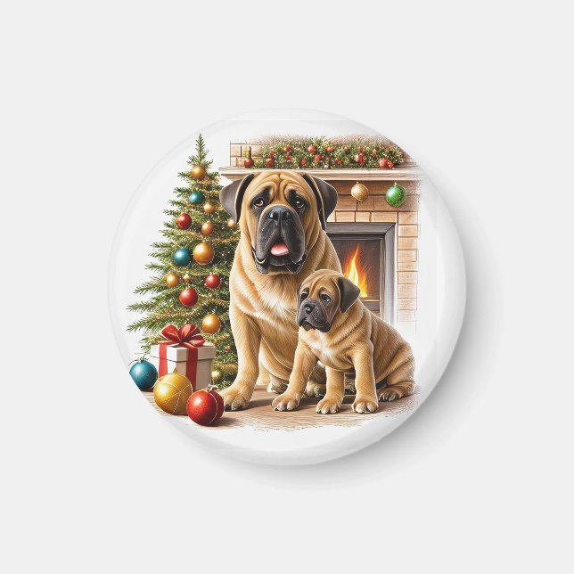 Mastiff English Mastiffs Christmas fireplace Magnet (Front)