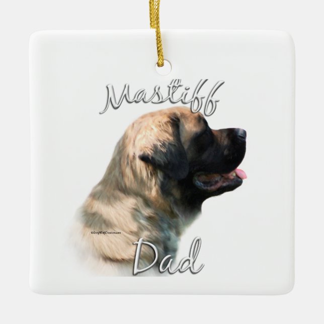 Mastiff (fluffy) Dad 2 Ceramic Ornament (Front)