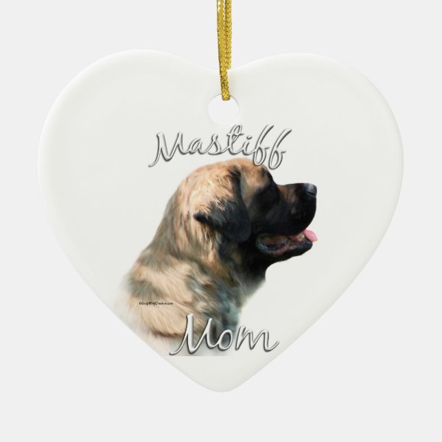 Mastiff (fluffy) Mum 2 Ceramic Tree Decoration (Front)