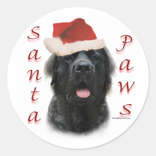 Mastiff (fluffy) Santa Paws Classic Round Sticker (Front)