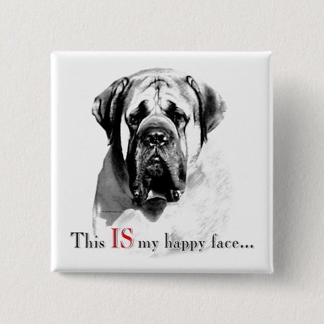 Mastiff Happy Face Button (Front)