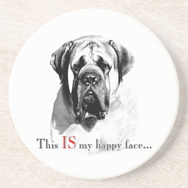 Mastiff Happy Face Coaster (Front)