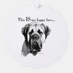 Mastiff Happy Face Tree Decoration Card