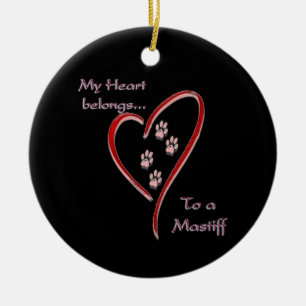 Mastiff Heart Belongs Keychain Ceramic Tree Decoration