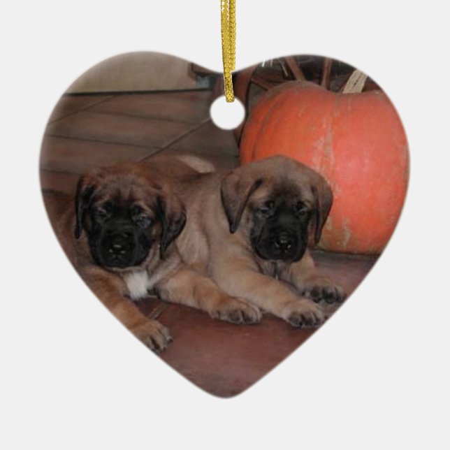 Mastiff Heart Ceramic Tree Decoration (Front)