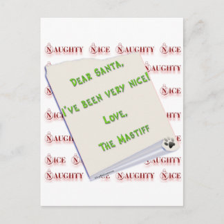 Mastiff Naughty or Nice Holiday Postcard
