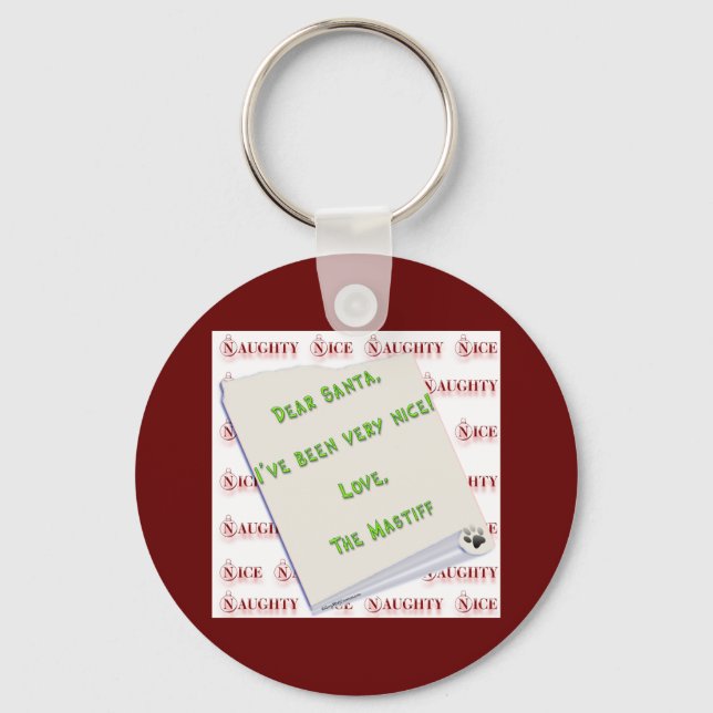 Mastiff Naughty or Nice Keychain (Front)