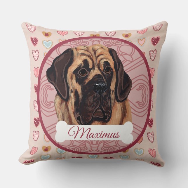 Mastiff Personalize Valenting Pillow (Front)