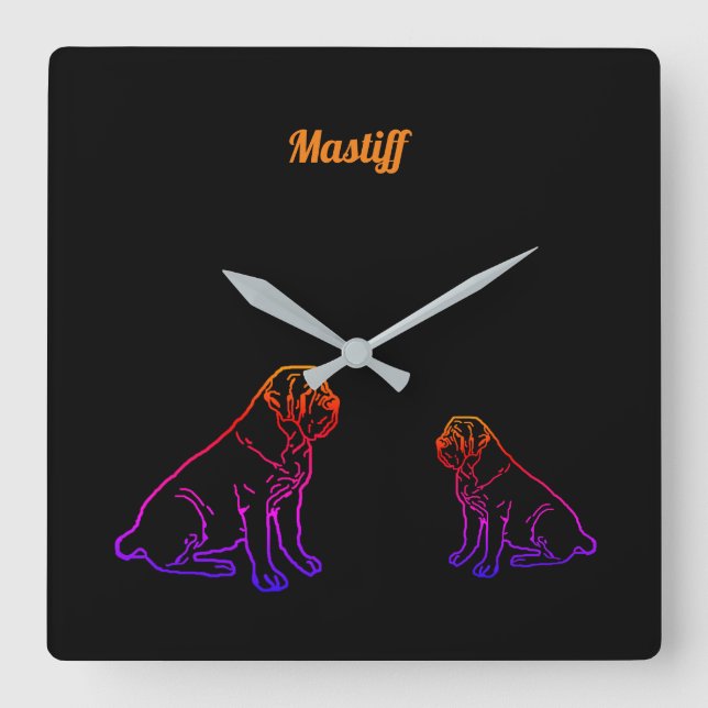Mastiff Pilou Wanhohr Square Wall Clock (Front)