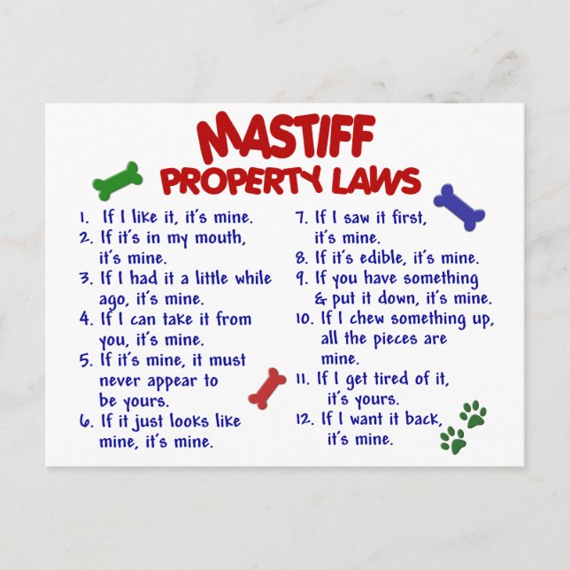 MASTIFF Property Laws 2 Postcard (Front)