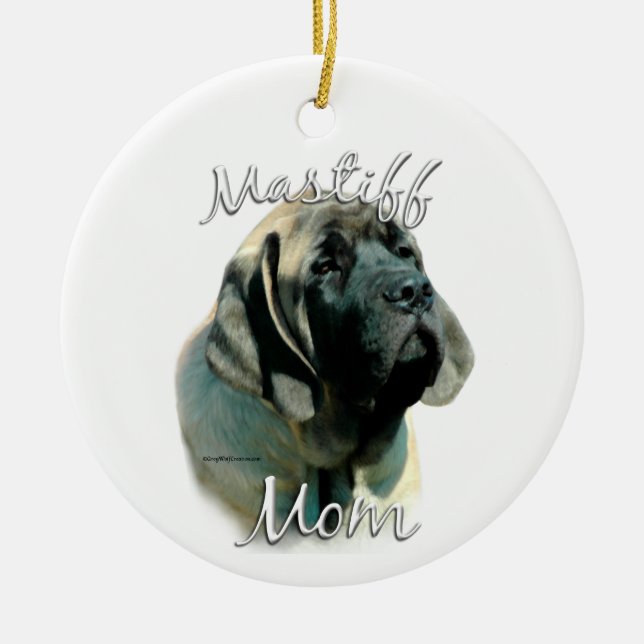 Mastiff (pup) Mum 2 Ceramic Tree Decoration (Front)