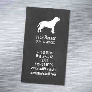 Mastiff Silhouette Chalkboard Style Magnetic Business Card