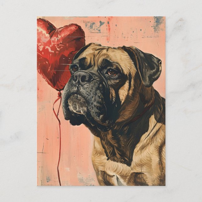 Mastiff Vintage Valentine's day Postcard (Front)