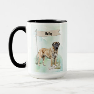 Mastiff Watercolor Personalized Dog Mug