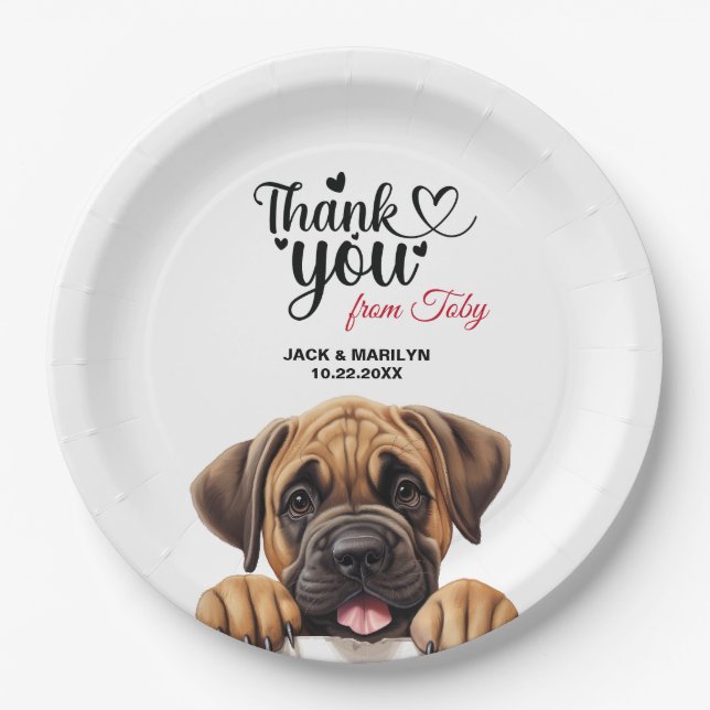 Mastiff Wedding Thank You Paper Plate (Front)
