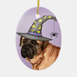 Mastiff Witch Ceramic Tree Decoration