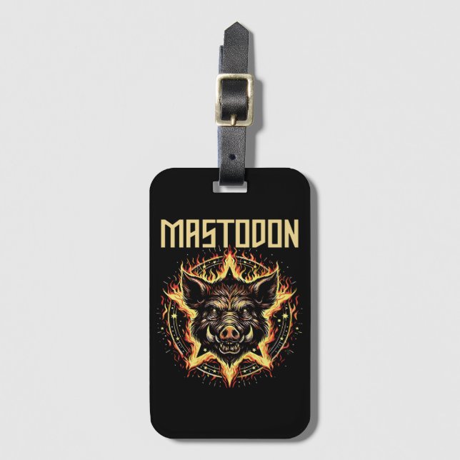 Mastodon Boar Fire Luggage Tag (Front Vertical)