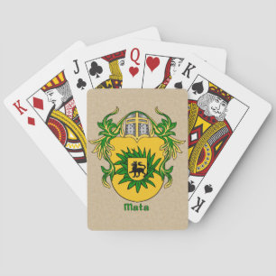 Mata Heraldic Shield with Mantling Playing Cards