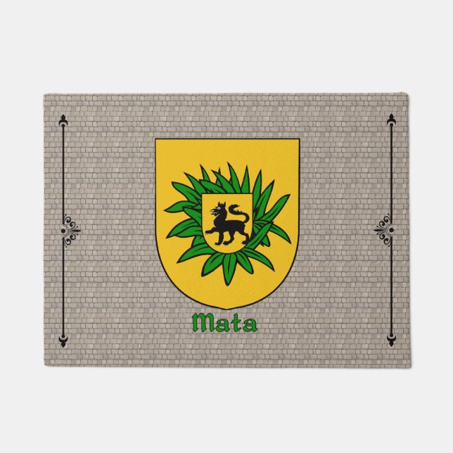 Mata Historical Shield on Cobblestone Doormat (Front)